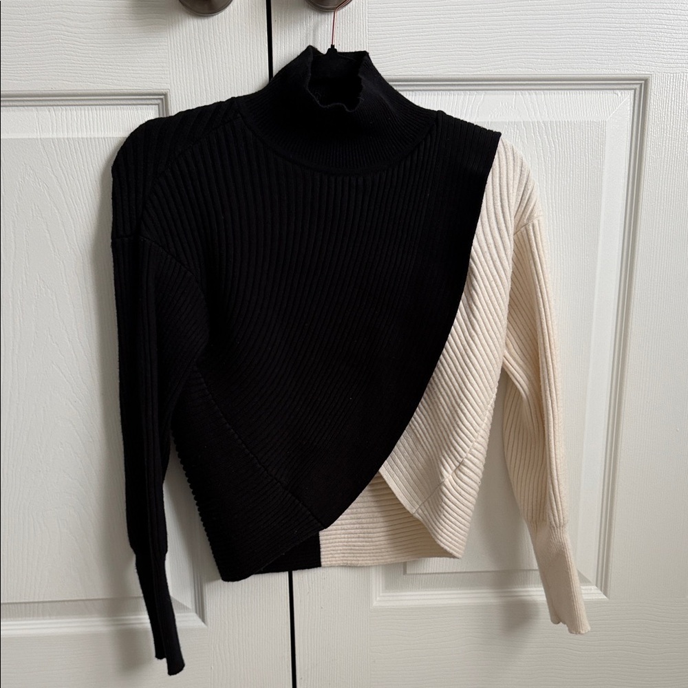 Express Black and Cream Cowl Neck Sweater